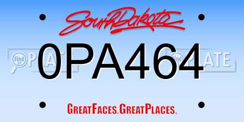 0PA464 South Dakota License Plate
