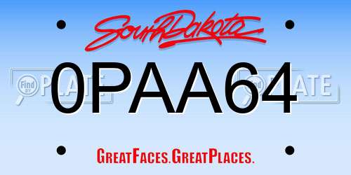 0PAA64 South Dakota License Plate