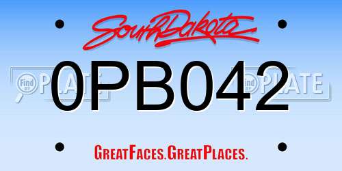 0PB042 South Dakota License Plate