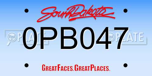 0PB047 South Dakota License Plate