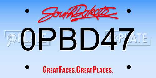 0PBD47 South Dakota License Plate