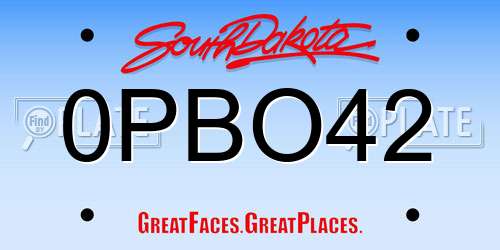 0PBO42 South Dakota License Plate