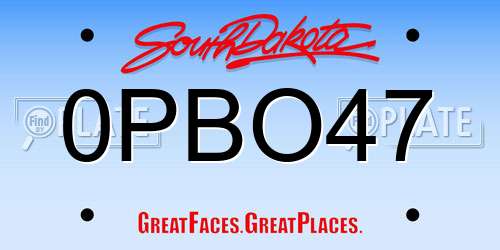 0PBO47 South Dakota License Plate