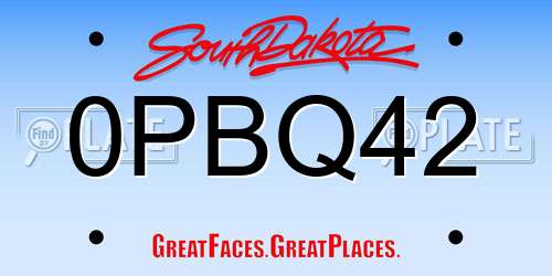 0PBQ42 South Dakota License Plate