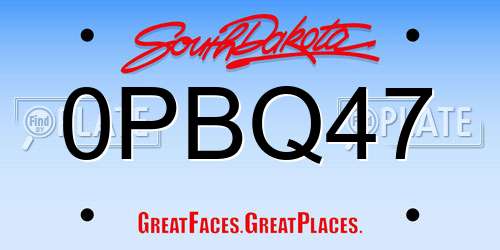 0PBQ47 South Dakota License Plate