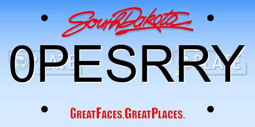0PESRRY South Dakota License Plate