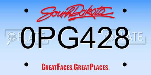 0PG428 South Dakota License Plate