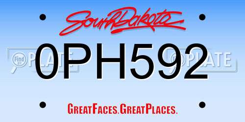 0PH592 South Dakota License Plate
