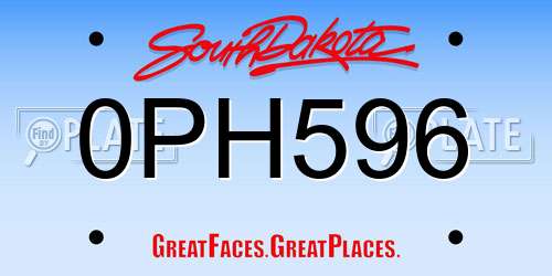 0PH596 South Dakota License Plate