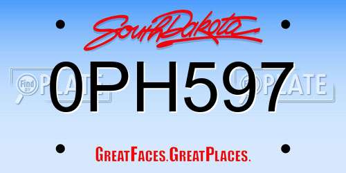 0PH597 South Dakota License Plate