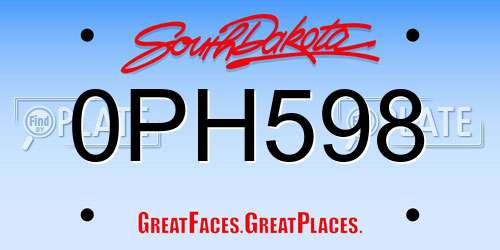 0PH598 South Dakota License Plate