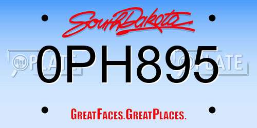 0PH895 South Dakota License Plate