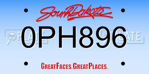 0PH896 South Dakota License Plate