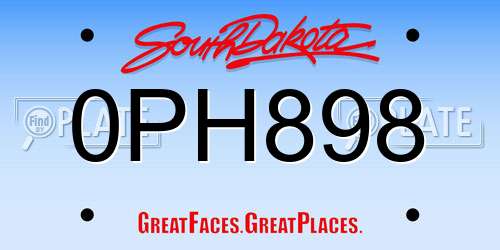 0PH898 South Dakota License Plate