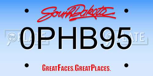 0PHB95 South Dakota License Plate