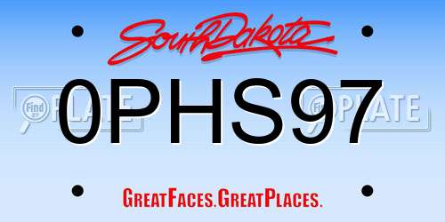 0PHS97 South Dakota License Plate