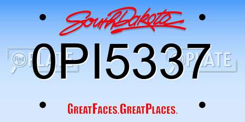 0PI5337 South Dakota License Plate