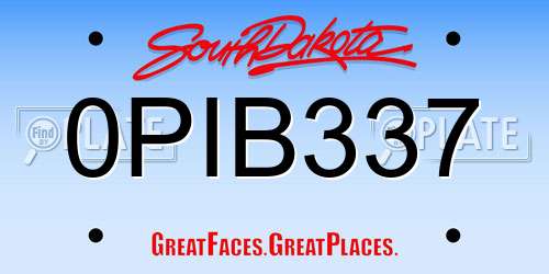 0PIB337 South Dakota License Plate