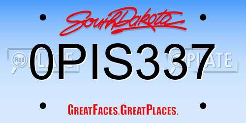 0PIS337 South Dakota License Plate