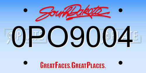 0PO9004 South Dakota License Plate