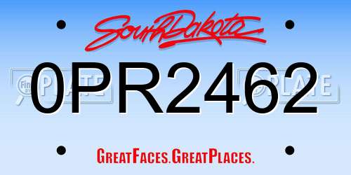 0PR2462 South Dakota License Plate