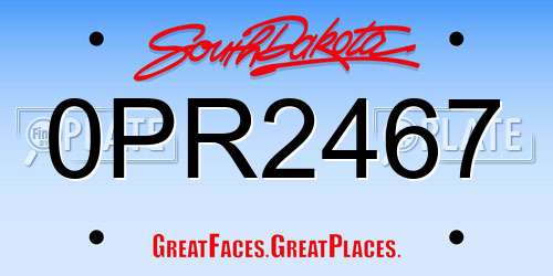 0PR2467 South Dakota License Plate