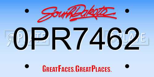 0PR7462 South Dakota License Plate