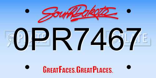 0PR7467 South Dakota License Plate