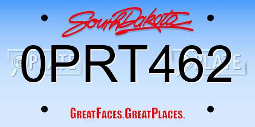 0PRT462 South Dakota License Plate