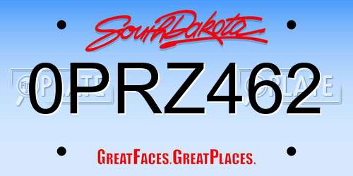 0PRZ462 South Dakota License Plate