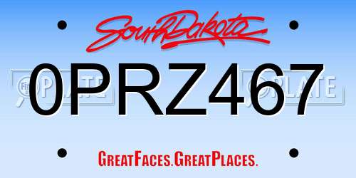 0PRZ467 South Dakota License Plate