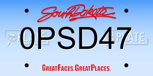 0PSD47 South Dakota License Plate