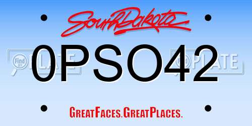 0PSO42 South Dakota License Plate