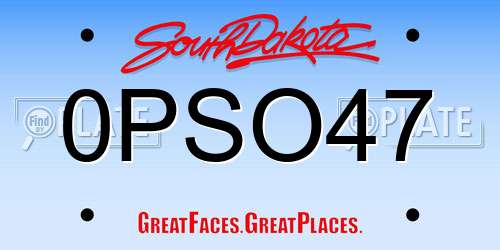 0PSO47 South Dakota License Plate