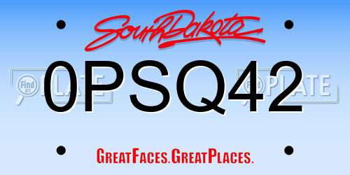 0PSQ42 South Dakota License Plate