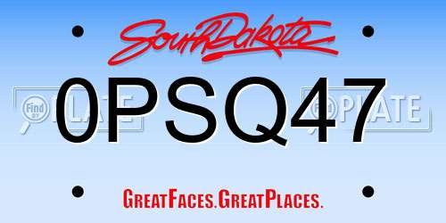 0PSQ47 South Dakota License Plate