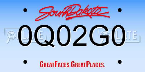 0Q02G0 South Dakota License Plate