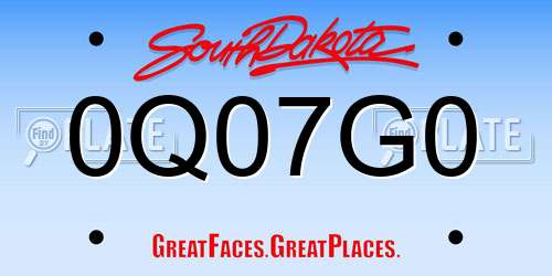 0Q07G0 South Dakota License Plate