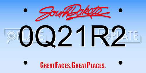 0Q21R2 South Dakota License Plate