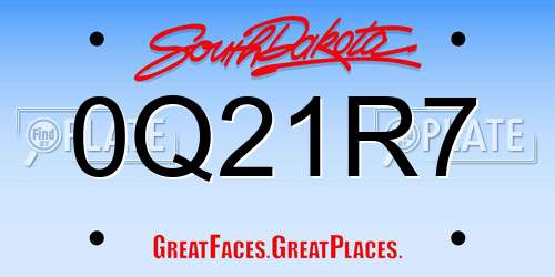 0Q21R7 South Dakota License Plate