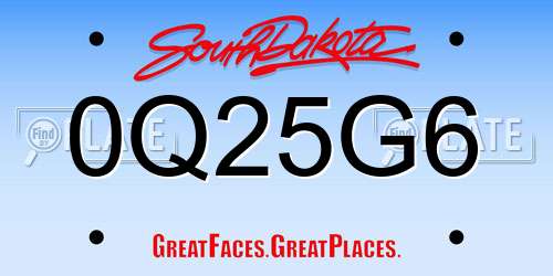0Q25G6 South Dakota License Plate