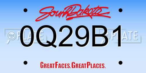 0Q29B1 South Dakota License Plate