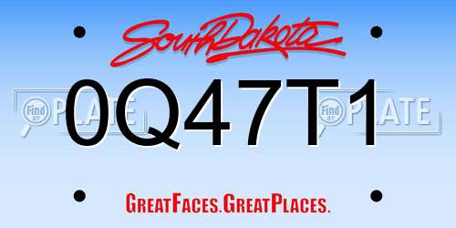 0Q47T1 South Dakota License Plate