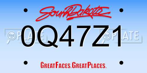 0Q47Z1 South Dakota License Plate