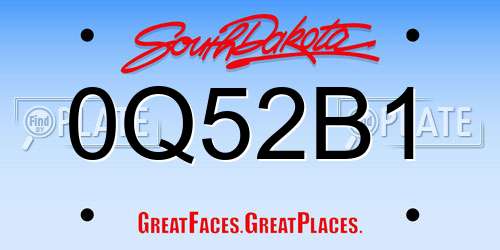 0Q52B1 South Dakota License Plate