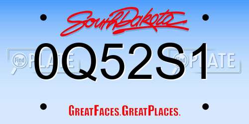 0Q52S1 South Dakota License Plate