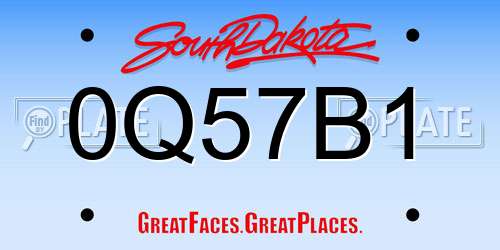 0Q57B1 South Dakota License Plate