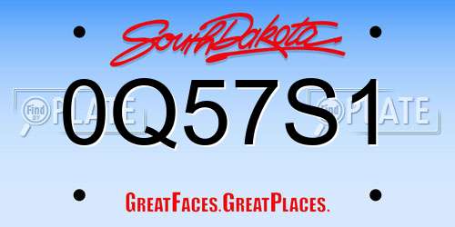 0Q57S1 South Dakota License Plate