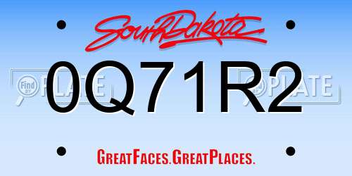 0Q71R2 South Dakota License Plate