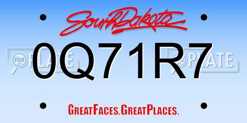 0Q71R7 South Dakota License Plate
